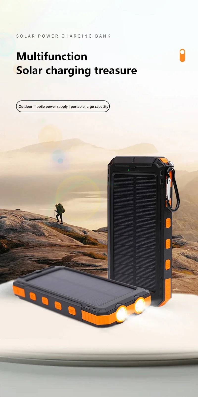 Powerbank solarny 200 000 mAh, szybkie ładowanie