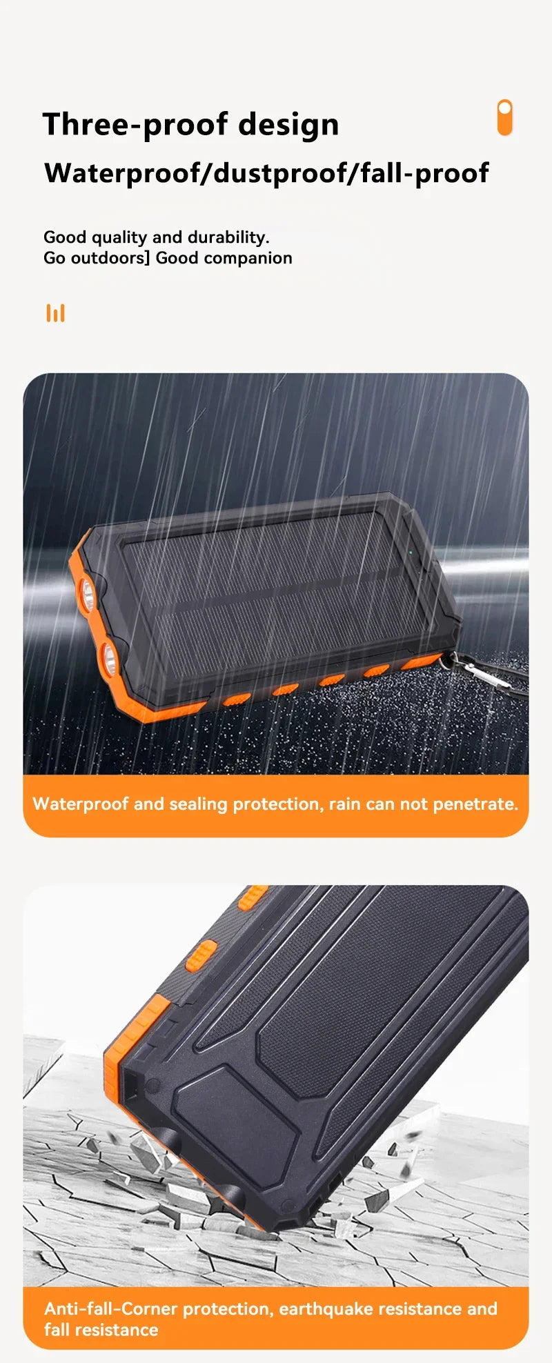 Powerbank solarny 200 000 mAh, szybkie ładowanie