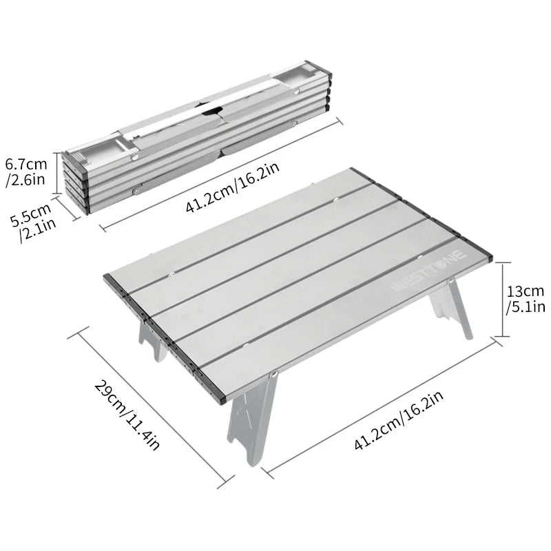 Ultralekki, składany stolik campingowy z aluminium